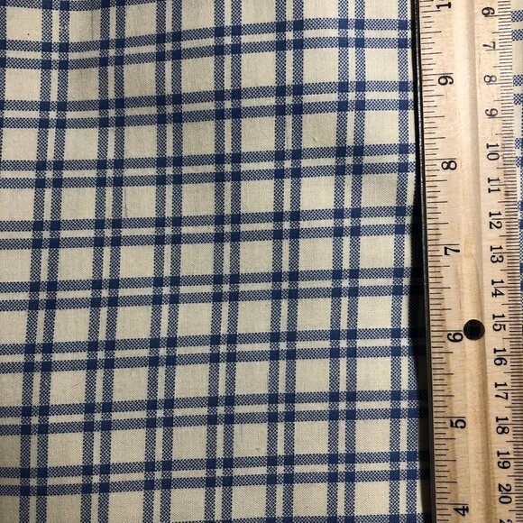 Quilt Cotton Fabric Material - Just shy 6 yards Blue Cream Check #427-3 - Picture 2 of 4